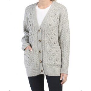 Cupcakes and Cashmere Long Bobble Cable Cardigan XS NWT